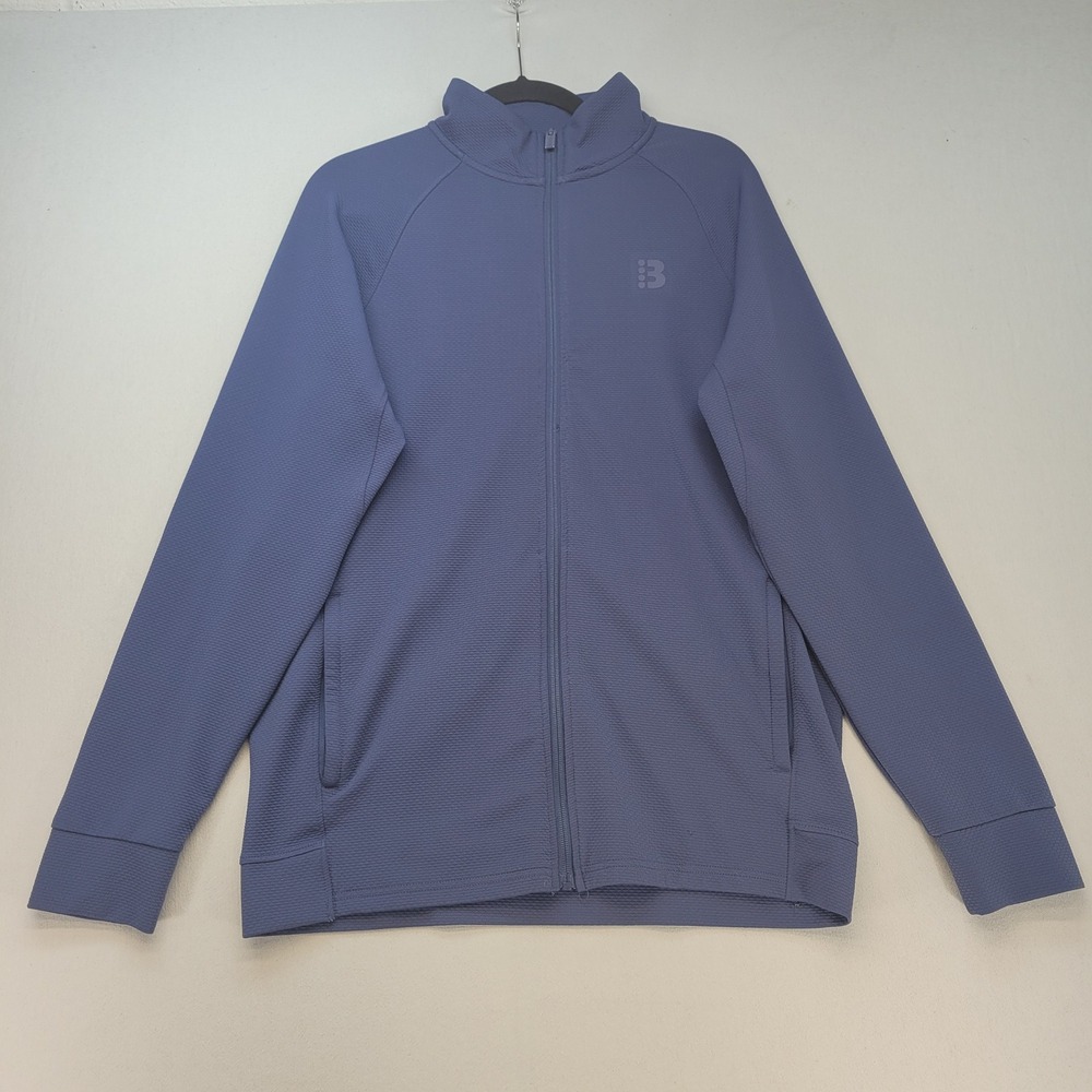 Bench Full Zip Jacket Mens Medium‎ Blue Waffle Knit Recycled Mock Neck